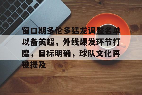 窗口期多伦多猛龙调整名单以备英超，外线爆发环节打磨，目标明确，球队文化再被提及的简单介绍